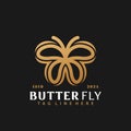 Golden Beauty Butterfly Logo Design, Abstract Logos Designs Concept for Template Royalty Free Stock Photo