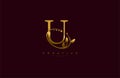 Golden Beauty Flourishes Initial Typography U Logogram