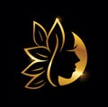 Golden Beauty and Leaf Logo Sign