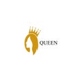 golden beauty queen with crown template logo vector illsutration