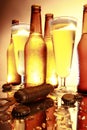 Golden beer on the counter Royalty Free Stock Photo