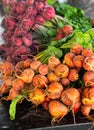 Golden beets at a local farmer`s market Royalty Free Stock Photo