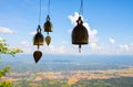 A golden bell hanging from the back of the sky and beautiful nat Royalty Free Stock Photo