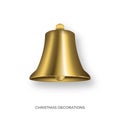 Golden bell. Realistic decoration for winter seasonal Christmas holiday Royalty Free Stock Photo