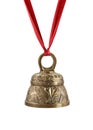 Golden bell and red ribbon Royalty Free Stock Photo