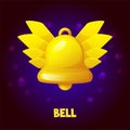 Golden bell with wings, notification icon for game