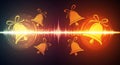 Golden Bells Ringing with Sound Waves and Light Royalty Free Stock Photo