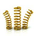 Golden bended spring 3d illustration