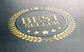 Golden Best Seller Award Over Black Paper Background Royalty Free Stock Photo