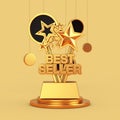 Golden Best Seller Business Award Trophy. 3d Rendering