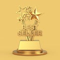 Golden Best Seller Business Award Trophy. 3d Rendering