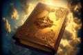 A golden Bible in the sky Royalty Free Stock Photo