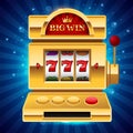 Golden Big Win slot machine on blue background Royalty Free Stock Photo