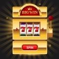 Golden Big Win slot machine one shiny background Royalty Free Stock Photo