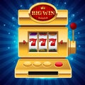 Golden Big Win slot machine on shiny blue background Royalty Free Stock Photo