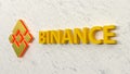 Golden Binance Crypto Art currency concept. Non Fungible Token with light on abstract background. 3d Rendering.