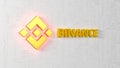 Golden Binance Crypto Art currency concept. Non Fungible Token with light flashing on abstract background. 3d Rendering.