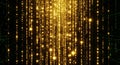 Golden binary code streams cascade vertically on a dark background with a digit Royalty Free Stock Photo