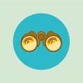 Golden binoculars sign flat icon design