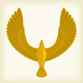 Golden bird in ancient Egipt style. Simple and plain