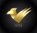 Golden bird logotype, check mark