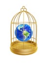 Golden birdcage and earth