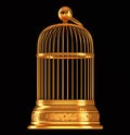 Golden birdcage isolated on black