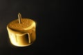 Golden birthday cake on dark background 3d illustrations