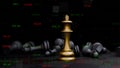 Golden bishop chess board game and digital graph , strategy ideas concept business background 3d render. Royalty Free Stock Photo