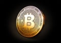 Bitcoin - Cryptocurrency Coin on Black Background. 3D Rendering,