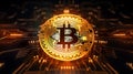Golden Bitcoin blockchain technology concept Royalty Free Stock Photo