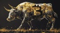 Golden Bitcoin Bull Concept Illustration