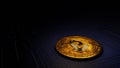 Golden bitcoin on business systems network. Royalty Free Stock Photo