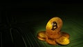 Golden bitcoin on business systems network. Royalty Free Stock Photo