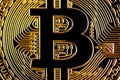 Golden bitcoin close up, money bitcoin backgroung, business concept