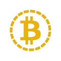 Golden bitcoin coin with chain around symbol. Crypto currency golden coin bitcoin icon on white background Royalty Free Stock Photo