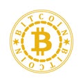 Golden bitcoin coin with chain and name around. Crypto currency golden coin bitcoin symbol icon isolated on white Royalty Free Stock Photo