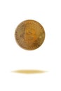 Golden bitcoin coin. Close up of digital crypto currency coin wi Royalty Free Stock Photo