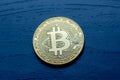 Golden Bitcoin Coin Close Up Royalty Free Stock Photo