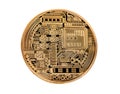 Golden Bitcoin Coin Close Up Royalty Free Stock Photo