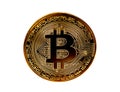 Golden Bitcoin Coin Close Up Royalty Free Stock Photo