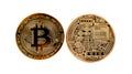 Golden Bitcoin Coin Close Up Royalty Free Stock Photo