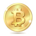 Golden bitcoin coin. Crypto currency golden coin bitcoin symbol Royalty Free Stock Photo