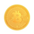 Golden bitcoin coin. Crypto currency realistic golden bitcoin coin symbol sign isolated.