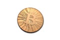 Golden bitcoin coin front side isolated on white background. Face of the crypto currency Royalty Free Stock Photo