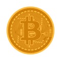 Golden bitcoin coin isolated on white background. Crypto currency symbol. Flat vector illustration Royalty Free Stock Photo