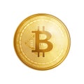 Golden bitcoin coin symbol.