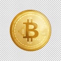 Golden bitcoin coin symbol. Royalty Free Stock Photo