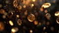 Golden Bitcoin coins floating amidst glowing bokeh background Royalty Free Stock Photo