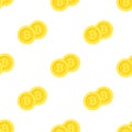 Golden Bitcoin Coins Icon Seamless Pattern